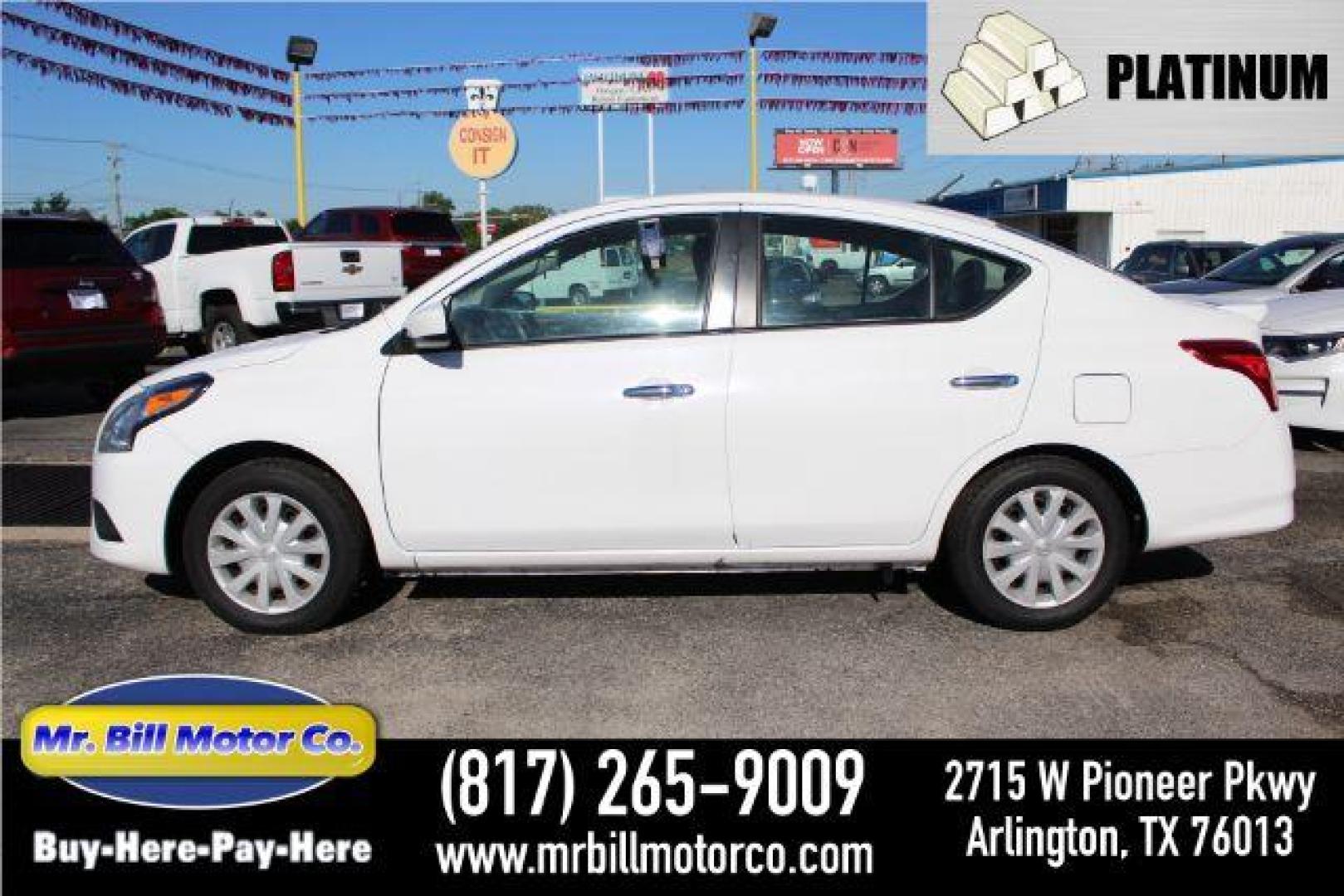 2019 WHITE Nissan Versa 1.6 SV Sedan (3N1CN7AP5KL) with an 1.6L L4 DOHC 16V engine, Continuously Variabl transmission, located at 2715 W Pioneer Pkwy, Arlington, TX, 76013, (817) 265-9009, 32.710262, -97.153236 - Photo#0