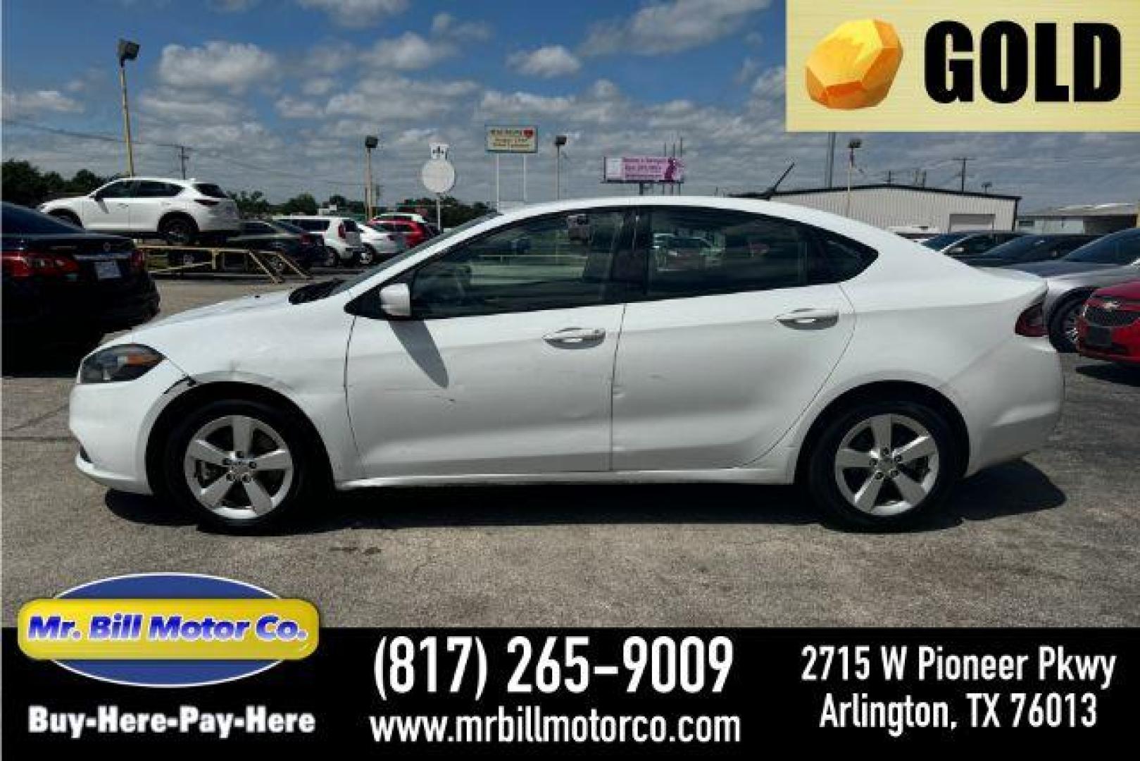 2016 WHITE Dodge Dart SXT (1C3CDFBBXGD) with an 2.4L L4 DOHC 16V engine, located at 2715 W Pioneer Pkwy, Arlington, TX, 76013, (817) 265-9009, 32.710262, -97.153236 - Photo#0