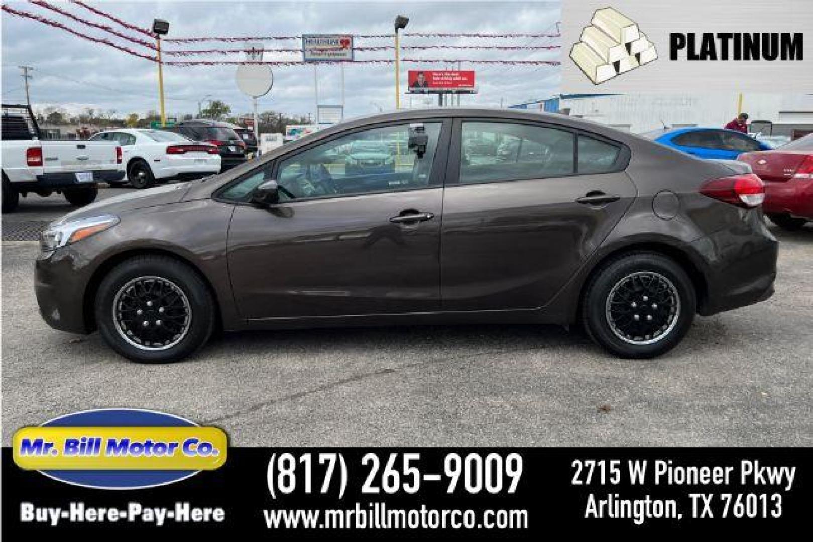 2017 BROWN Kia Forte LX 6A (3KPFK4A77HE) with an 2.0L L4 DOHC 16V engine, 6-Speed Automatic transmission, located at 2715 W Pioneer Pkwy, Arlington, TX, 76013, (817) 265-9009, 32.710262, -97.153236 - Photo#0