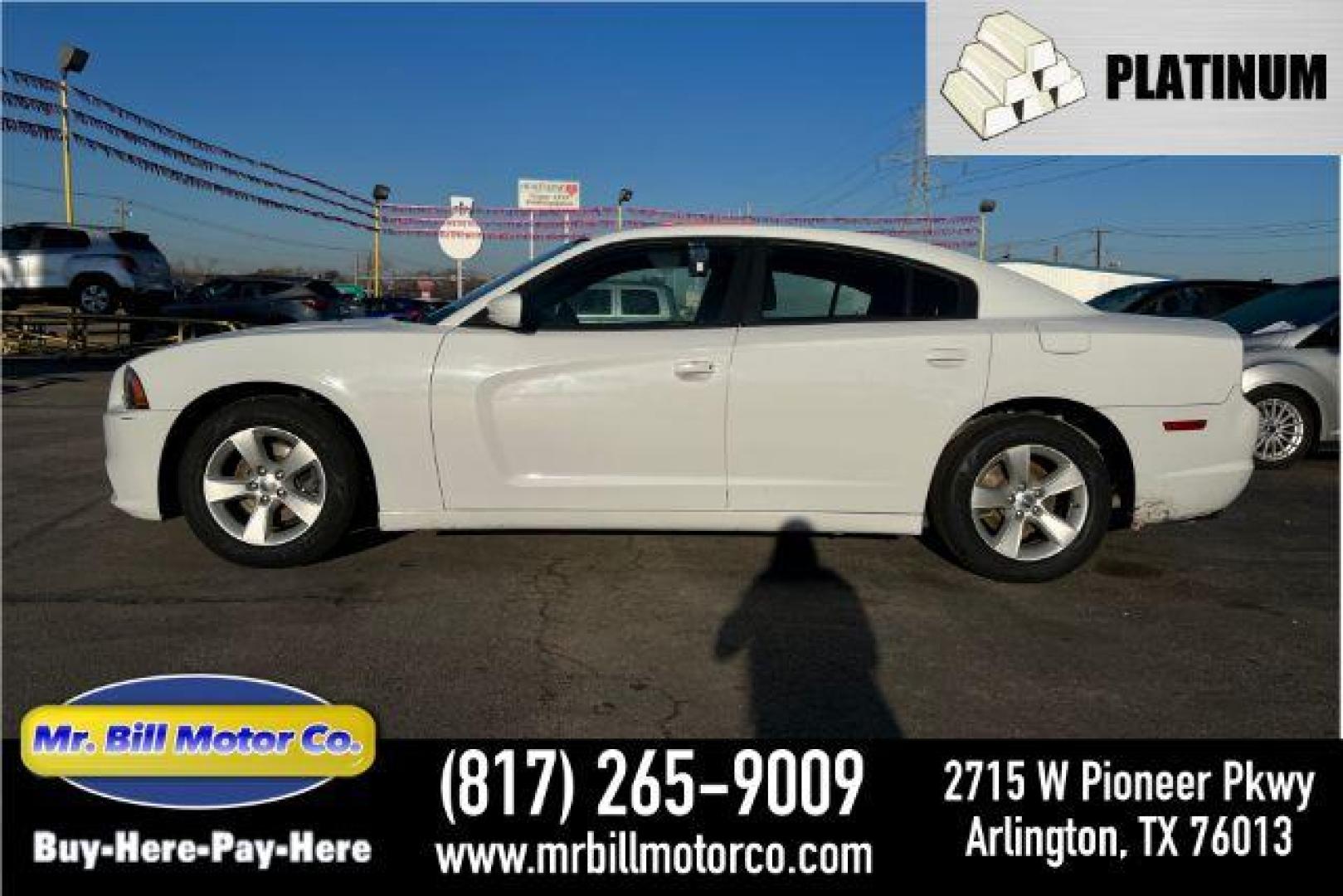 2014 WHITE Dodge Charger SE (2C3CDXBGXEH) with an 3.6L V6 DOHC 24V engine, 5-Speed Automatic transmission, located at 2715 W Pioneer Pkwy, Arlington, TX, 76013, (817) 265-9009, 32.710262, -97.153236 - Photo#0