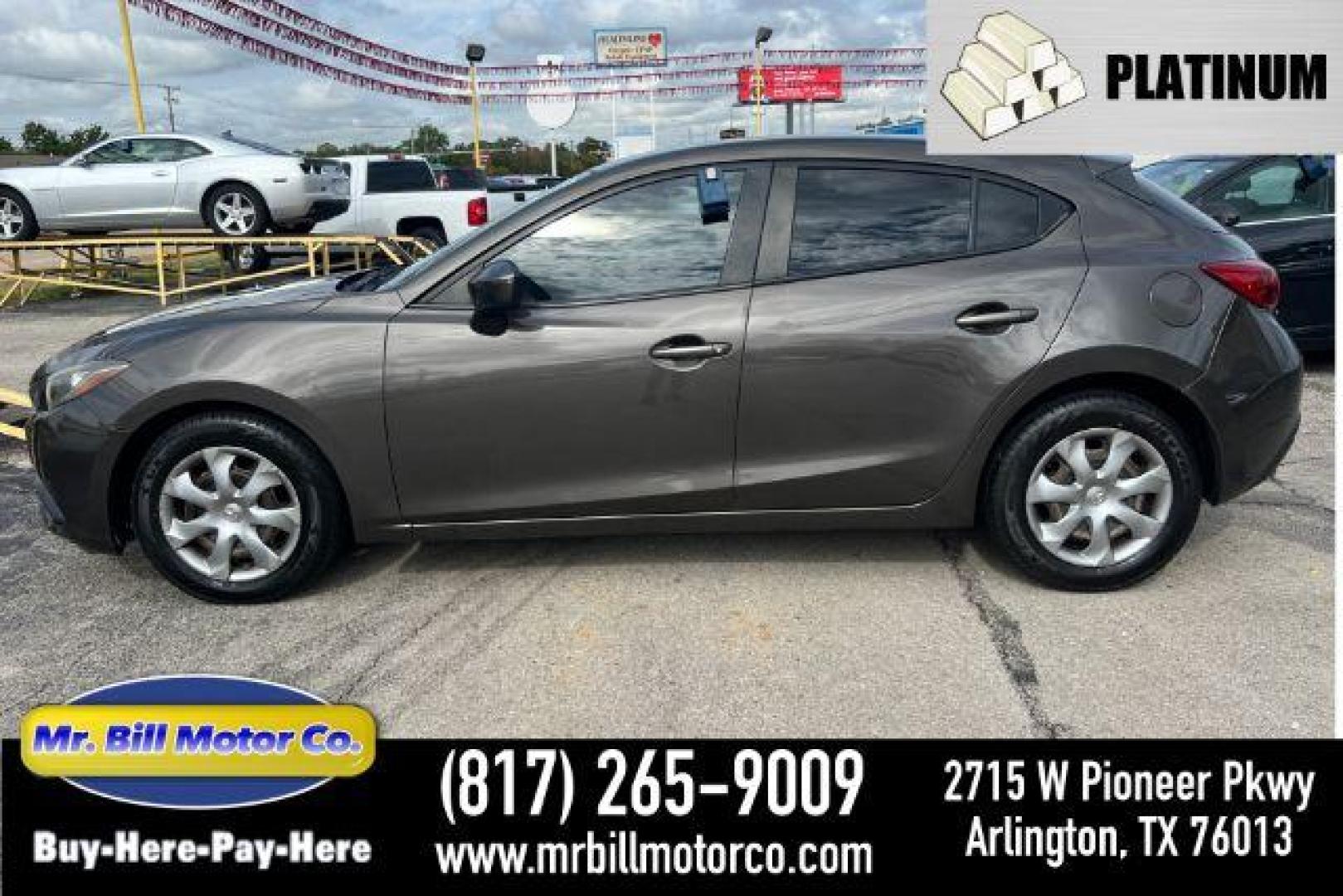 2016 GRAY Mazda MAZDA3 SEDAN 4-DR (JM1BM1J73G1) with an 2.0L L4 DOHC 16V engine, 6-Speed Automatic transmission, located at 2715 W Pioneer Pkwy, Arlington, TX, 76013, (817) 265-9009, 32.710262, -97.153236 - Photo#0