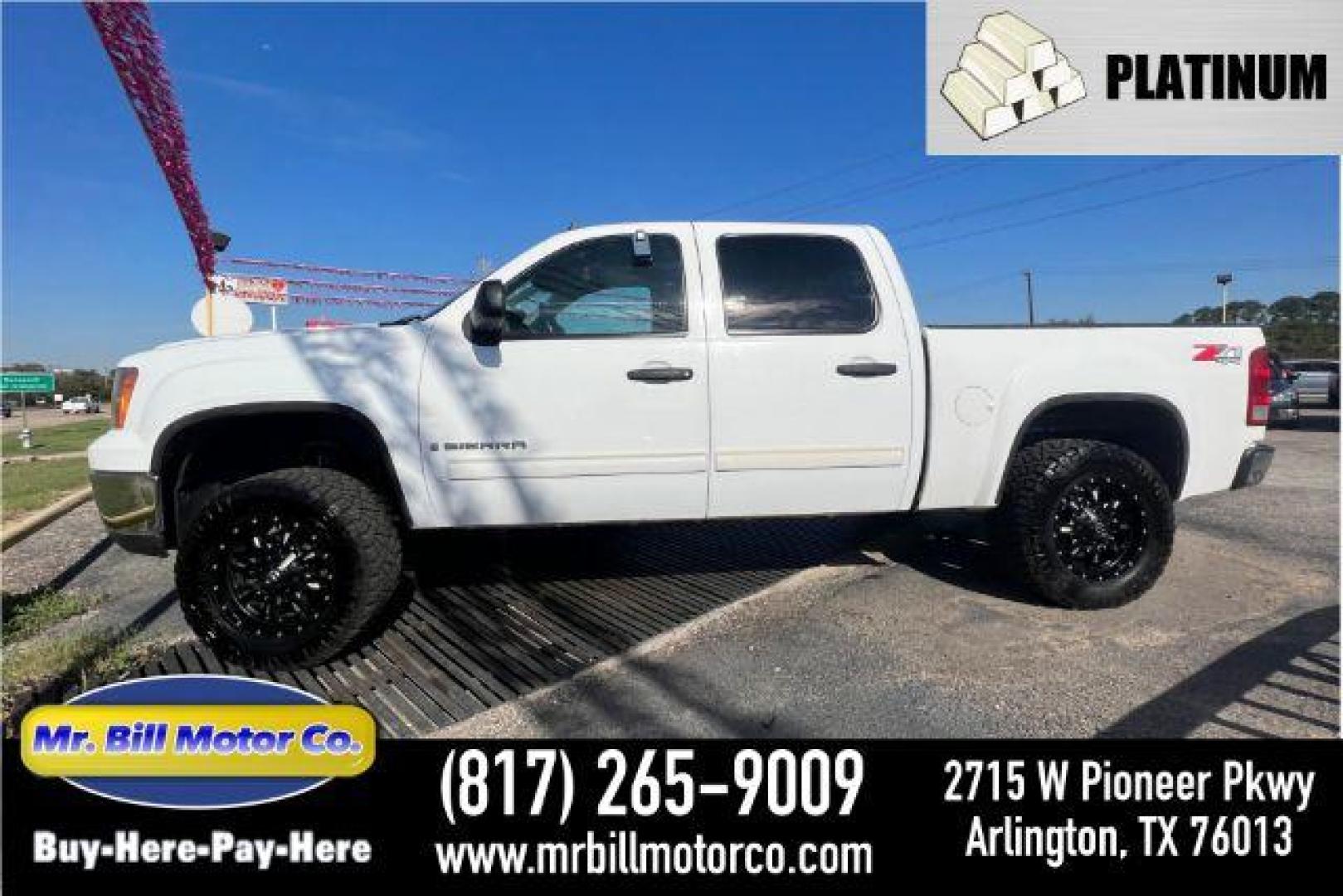 2009 WHITE GMC Sierra 1500 SLE1 Crew Cab 4WD (3GTEK23399G) with an 5.3L V8 OHV 16V FFV engine, 6-Speed Automatic transmission, located at 2715 W Pioneer Pkwy, Arlington, TX, 76013, (817) 265-9009, 32.710262, -97.153236 - Photo#0