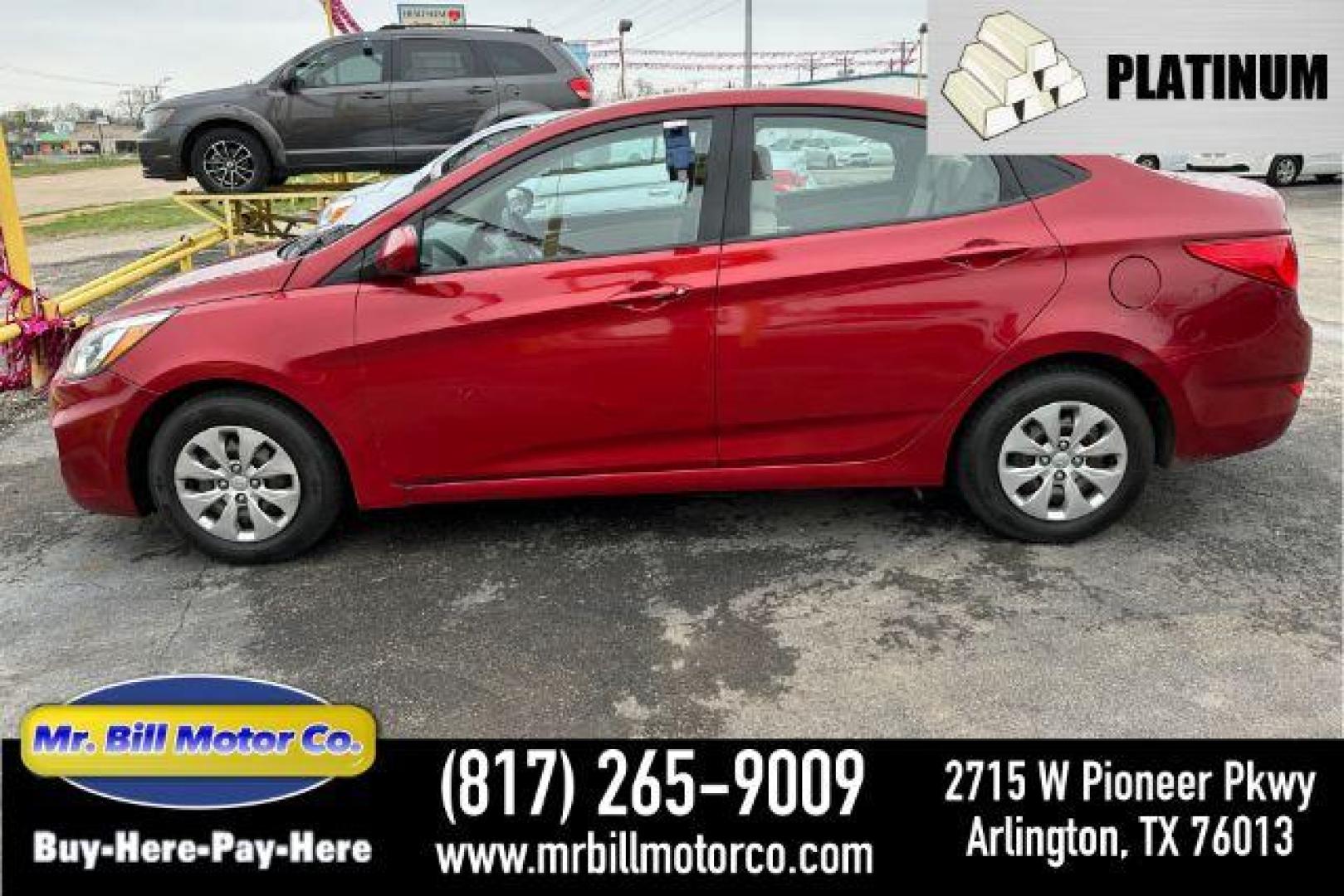 2017 RED Hyundai Accent SE 4-Door 6A (KMHCT4AE1HU) with an 1.6L L4 DOHC 16V engine, 6-Speed Automatic transmission, located at 2715 W Pioneer Pkwy, Arlington, TX, 76013, (817) 265-9009, 32.710262, -97.153236 - Photo#0