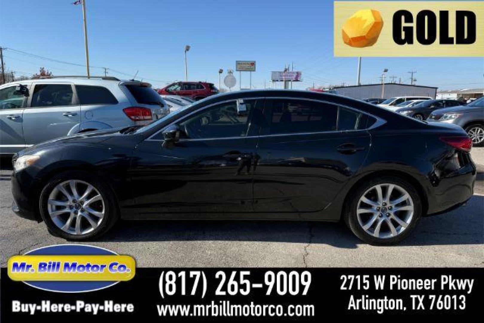 2015 BLACK Mazda Mazda6 i Touring (JM1GJ1V55F1) with an 2.5L L4 DOHC 16V engine, 6-Speed Automatic transmission, located at 2715 W Pioneer Pkwy, Arlington, TX, 76013, (817) 265-9009, 32.710262, -97.153236 - Photo#0