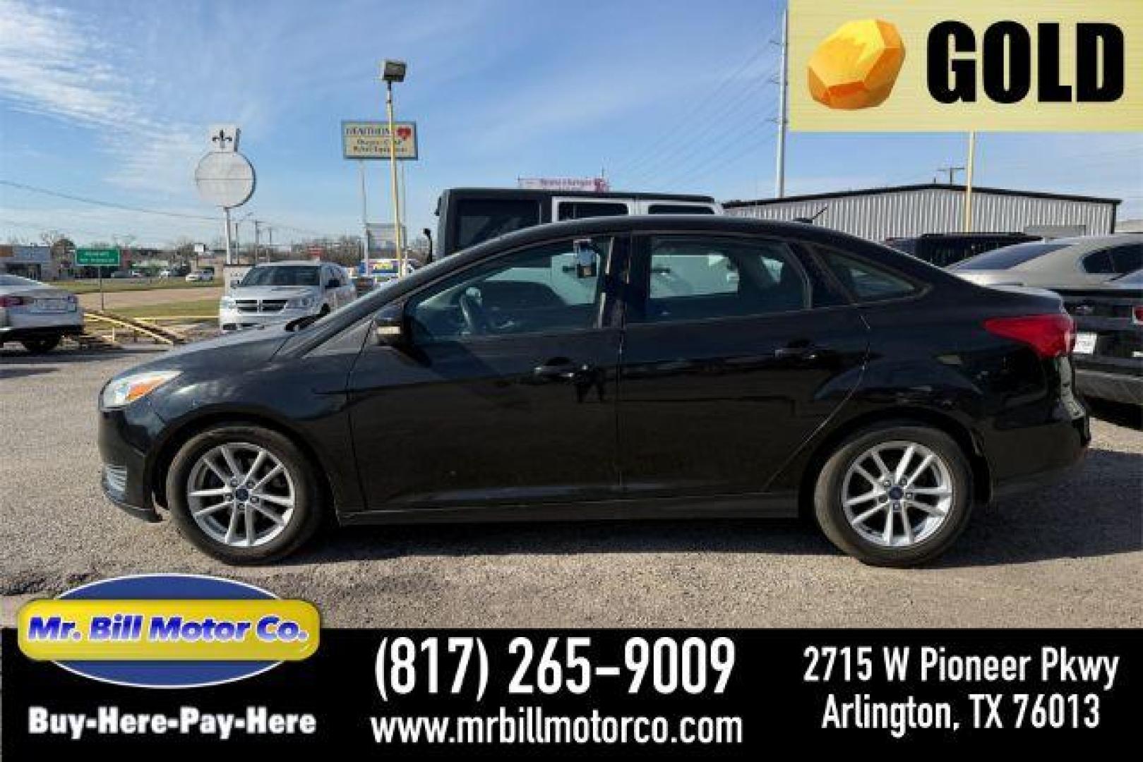 2015 BLACK Ford Focus SE Sedan (1FADP3F20FL) with an 2.0L L4 DOHC 16V engine, located at 2715 W Pioneer Pkwy, Arlington, TX, 76013, (817) 265-9009, 32.710262, -97.153236 - Photo#0