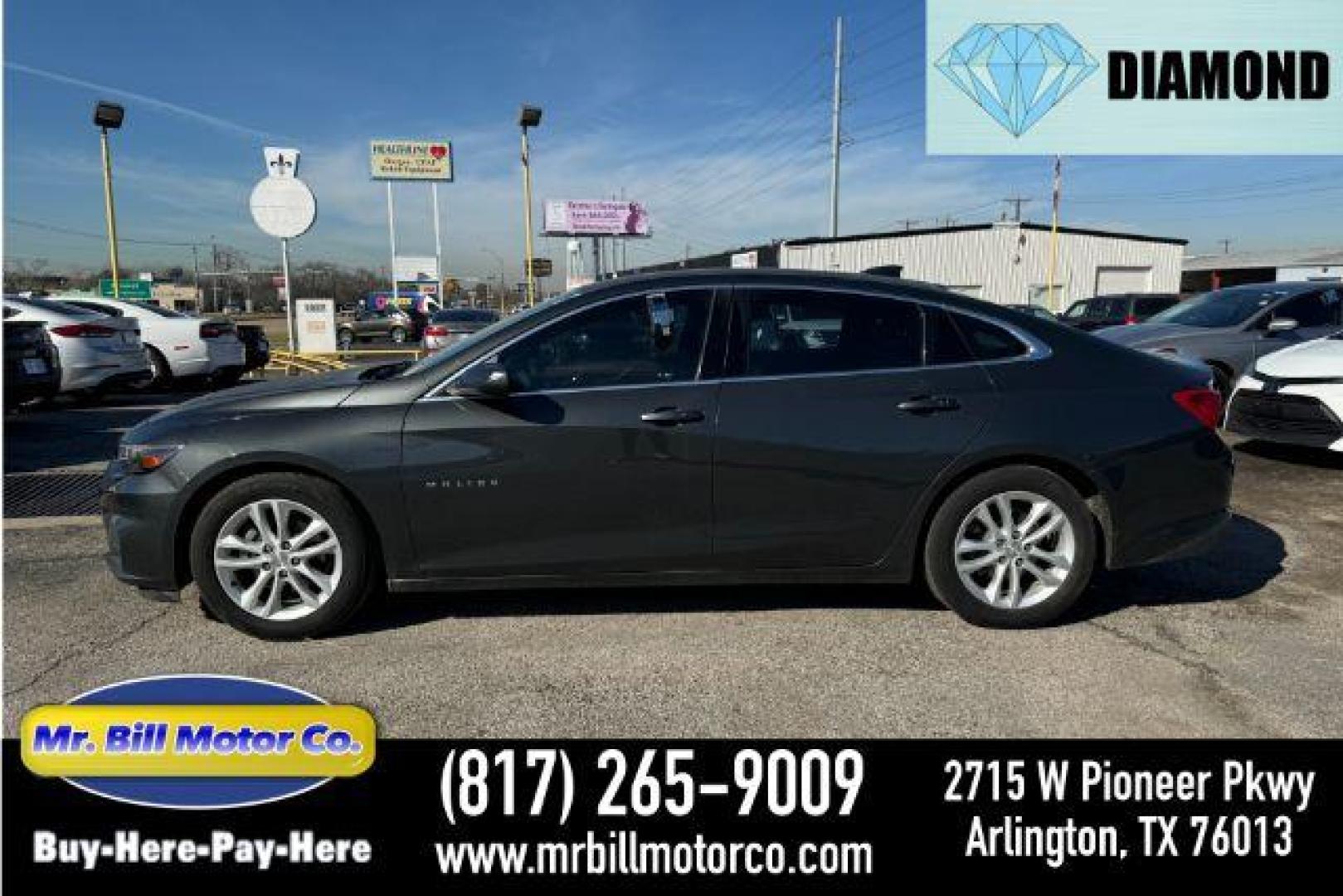 2017 GRAY Chevrolet Malibu 1LT (1G1ZE5ST3HF) with an 1.5L L4 DOHC 16V engine, 6-Speed Automatic transmission, located at 2715 W Pioneer Pkwy, Arlington, TX, 76013, (817) 265-9009, 32.710262, -97.153236 - Photo#0