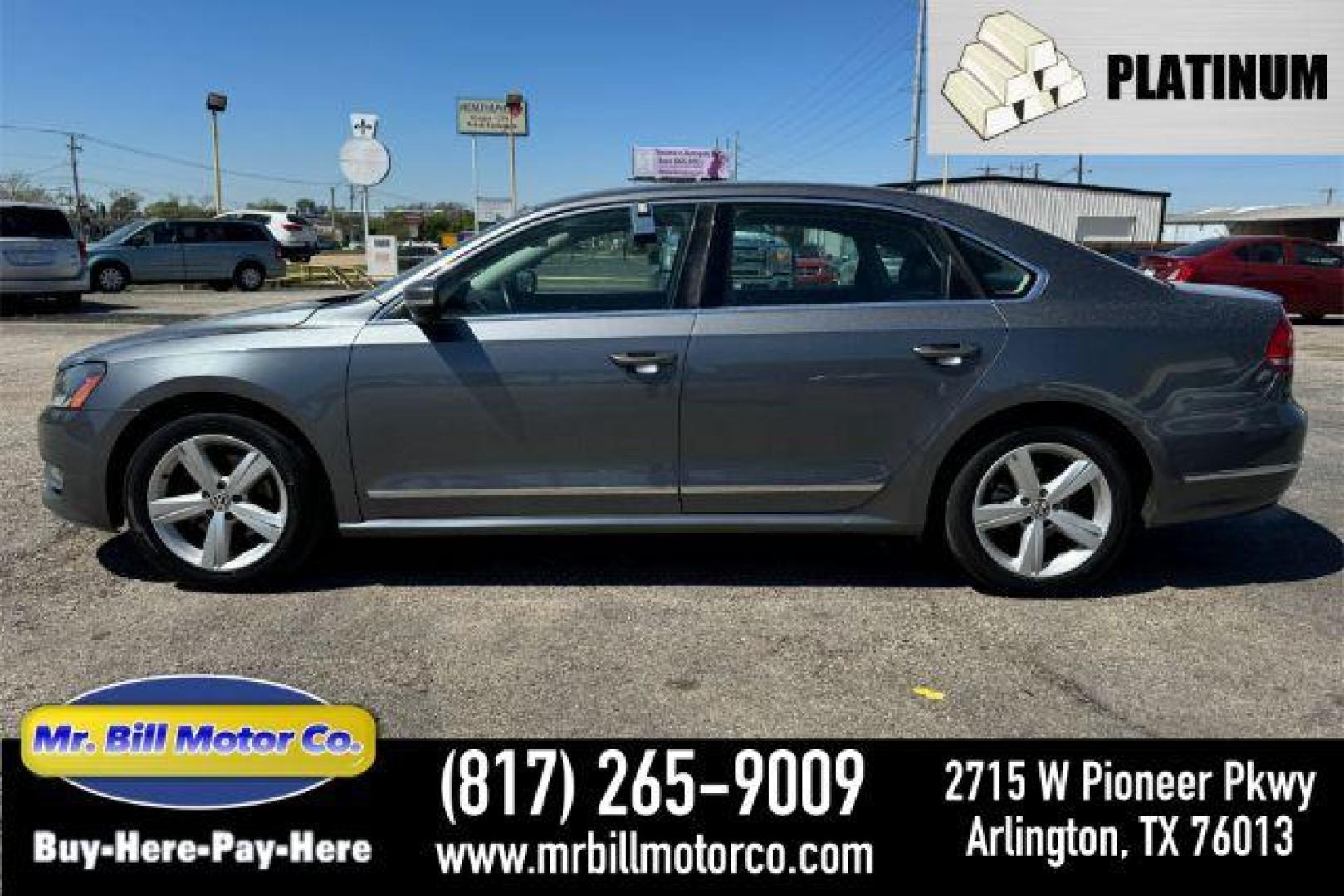 2014 GRAY Volkswagen Passat 1.8T SEL Premium AT PZEV (1VWCT7A36EC) with an 1.8L L4 TURBO DIESEL engine, 6-Speed Automatic transmission, located at 2715 W Pioneer Pkwy, Arlington, TX, 76013, (817) 265-9009, 32.710262, -97.153236 - Photo#0