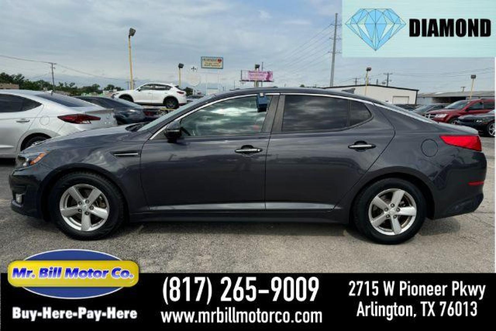 2015 GRAY Kia Optima LX (5XXGM4A76FG) with an 2.4L L4 DOHC 16V engine, 6-Speed Automatic transmission, located at 2715 W Pioneer Pkwy, Arlington, TX, 76013, (817) 265-9009, 32.710262, -97.153236 - Photo#0