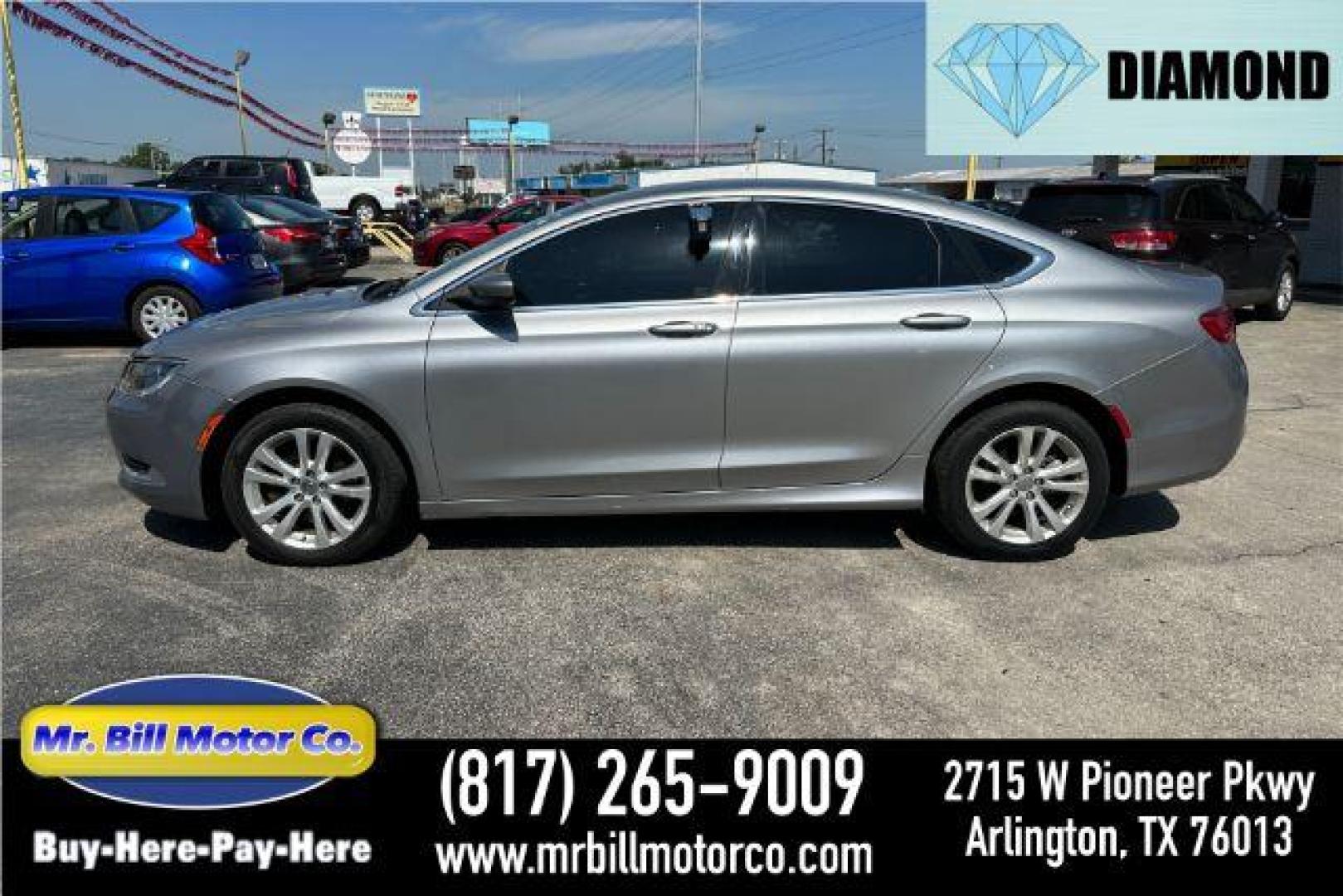 2015 SILVER Chrysler 200 Limited (1C3CCCAB2FN) with an 2.4L L4 DOHC 16V engine, 9-Speed Automatic transmission, located at 2715 W Pioneer Pkwy, Arlington, TX, 76013, (817) 265-9009, 32.710262, -97.153236 - Photo#0