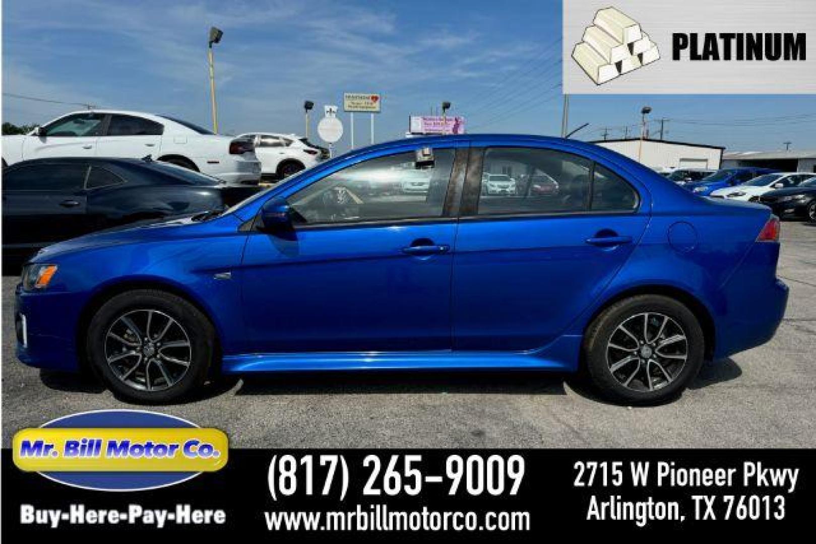 2017 BLUE Mitsubishi Lancer ES CVT (JA32U2FU9HU) with an 2.0L L4 SOHC 16V engine, Continuously Variable Transmission transmission, located at 2715 W Pioneer Pkwy, Arlington, TX, 76013, (817) 265-9009, 32.710262, -97.153236 - Photo#0