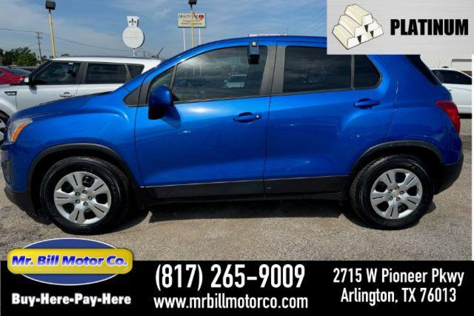 2016 BLUE Chevrolet Trax LS FWD (KL7CJKSB8GB) with an 1.4L L4 DOHC 16V engine, 6-Speed Automatic transmission, located at 2715 W Pioneer Pkwy, Arlington, TX, 76013, (817) 265-9009, 32.710262, -97.153236 - Photo#0