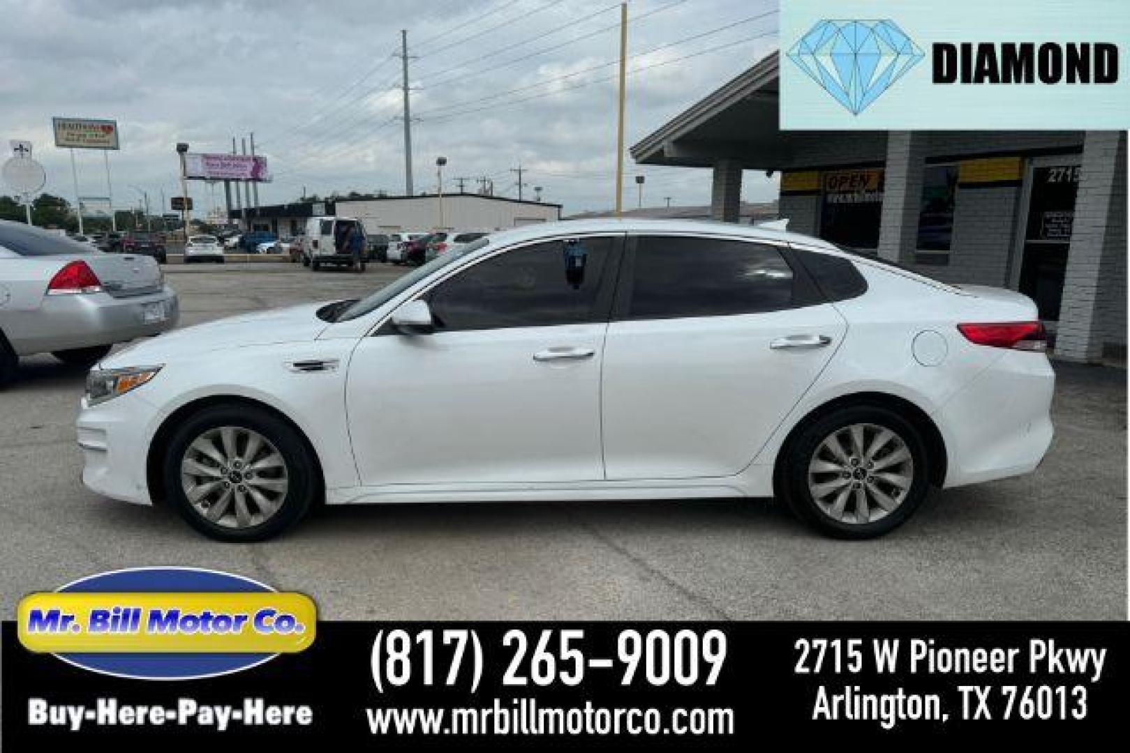 2016 WHITE Kia Optima LX (5XXGT4L32GG) with an 2.4L L4 DOHC 16V engine, 6-Speed Automatic transmission, located at 2715 W Pioneer Pkwy, Arlington, TX, 76013, (817) 265-9009, 32.710262, -97.153236 - Photo#0