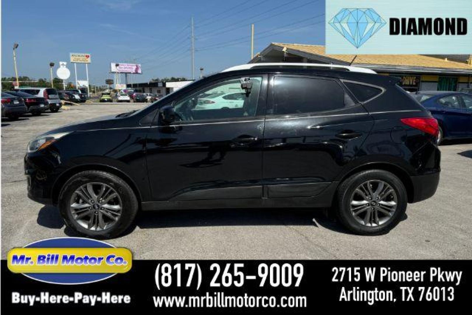 2014 BLACK Hyundai Tucson GLS 2WD (KM8JU3AG8EU) with an 2.4L L4 DOHC 16V engine, 6-Speed Automatic transmission, located at 2715 W Pioneer Pkwy, Arlington, TX, 76013, (817) 265-9009, 32.710262, -97.153236 - Photo#0