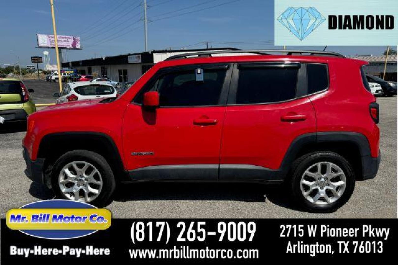 2016 RED Jeep Renegade LL (ZACCJBBT1GP) with an 2.4L L4 DOHC 16V engine, 6-Speed Manual transmission, located at 2715 W Pioneer Pkwy, Arlington, TX, 76013, (817) 265-9009, 32.710262, -97.153236 - Photo#0