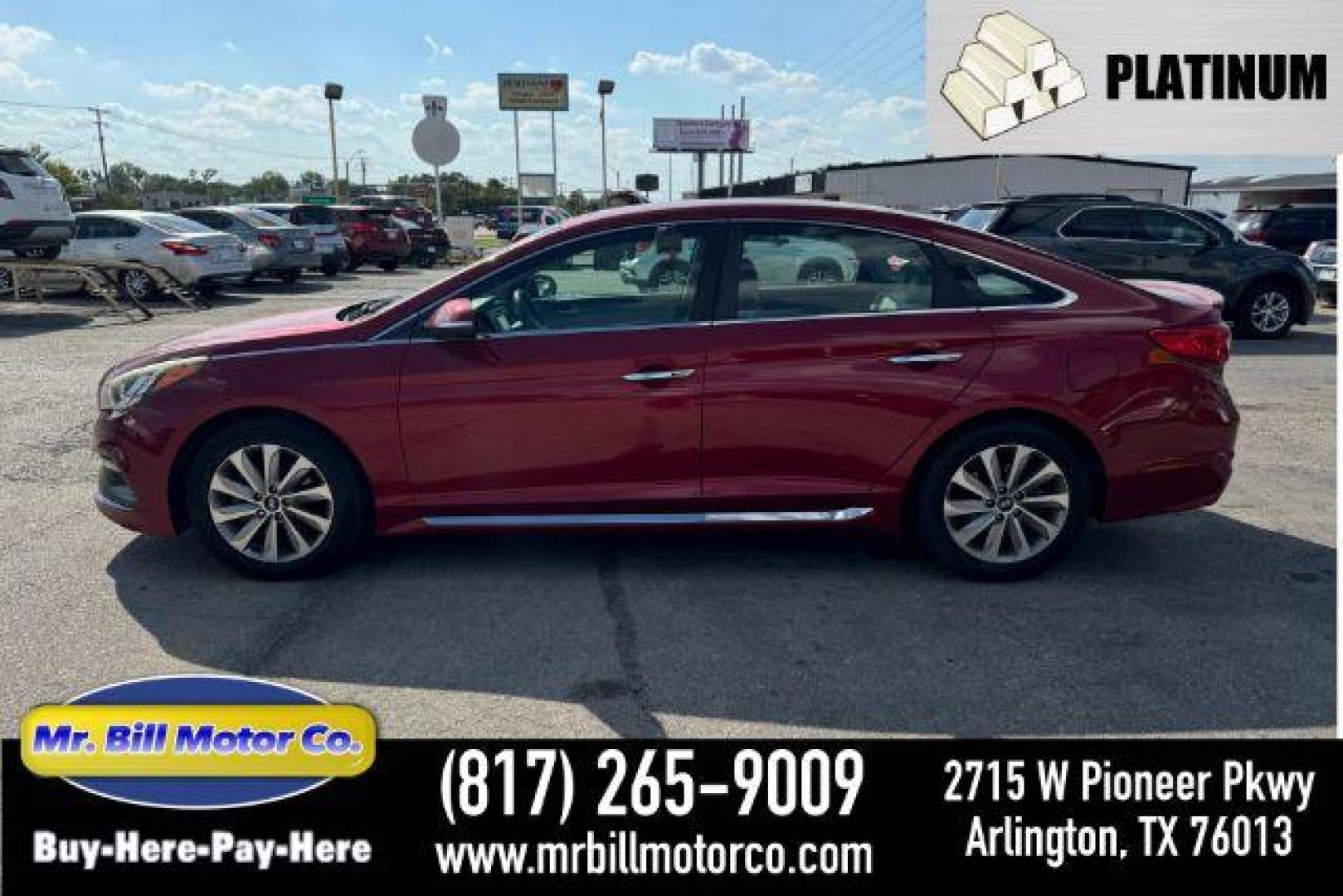 2015 RED Hyundai Sonata Sport (5NPE34AF6FH) with an 2.4L L4 DOHC 16V engine, 6-Speed Automatic transmission, located at 2715 W Pioneer Pkwy, Arlington, TX, 76013, (817) 265-9009, 32.710262, -97.153236 - Photo#0