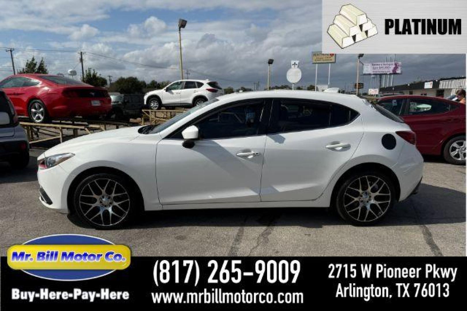 2015 WHITE Mazda MAZDA3 i Touring AT 5-Door (JM1BM1L72F1) with an 2.0L L4 DOHC 16V engine, 6-Speed Automatic transmission, located at 2715 W Pioneer Pkwy, Arlington, TX, 76013, (817) 265-9009, 32.710262, -97.153236 - Photo#0