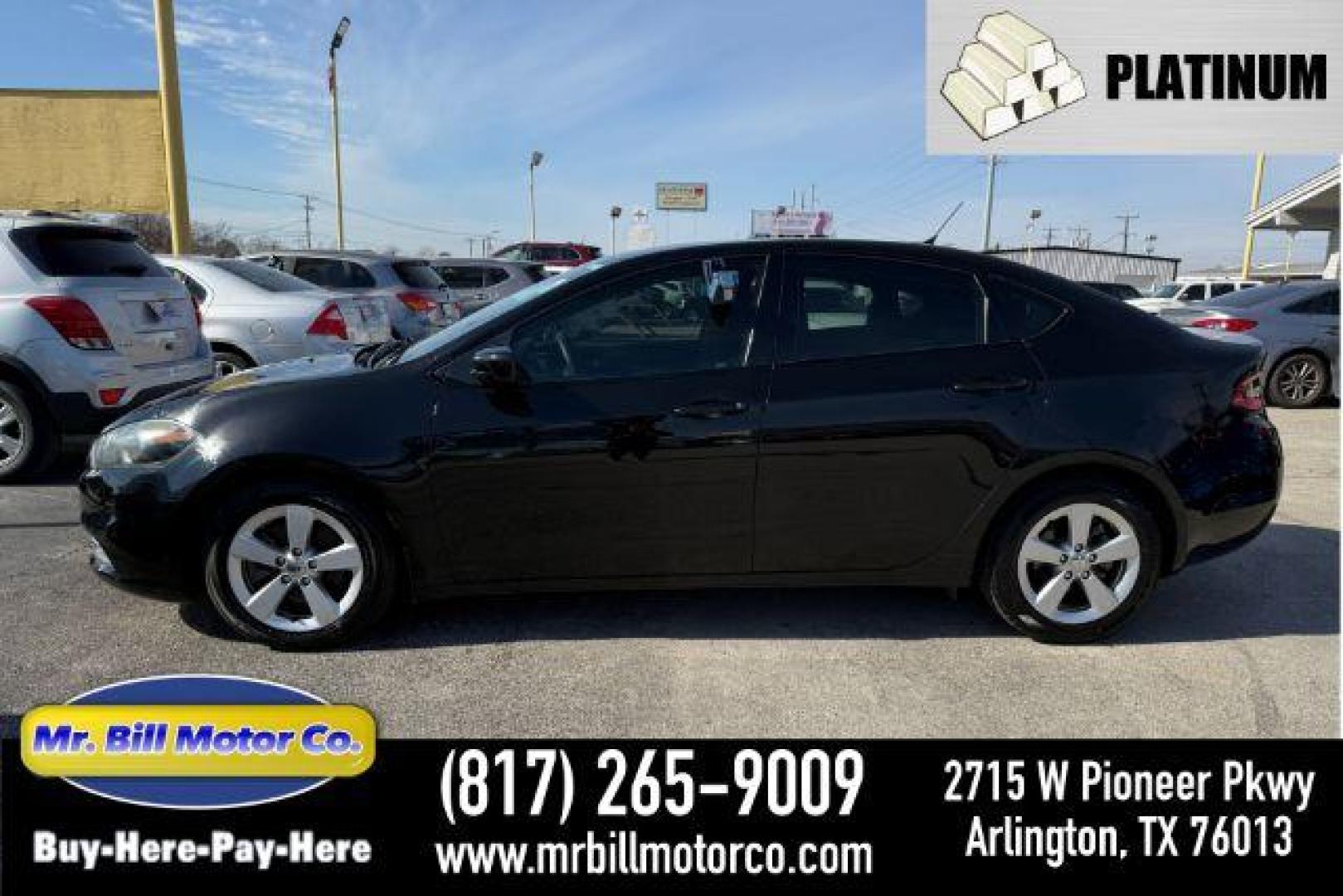 2015 BLACK Dodge Dart SXT (1C3CDFBB5FD) with an 2.4L L4 DOHC 16V engine, located at 2715 W Pioneer Pkwy, Arlington, TX, 76013, (817) 265-9009, 32.710262, -97.153236 - Photo#0