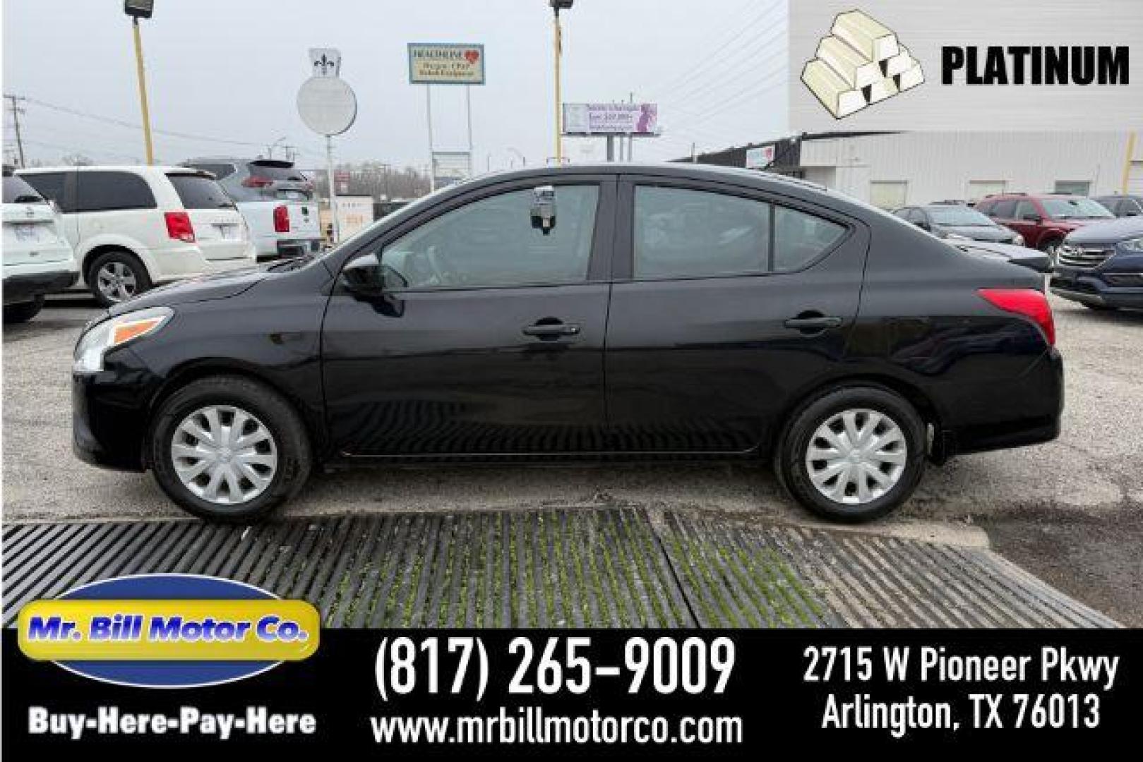 2017 BLACK Nissan Versa 1.6 S 4A (3N1CN7AP6HL) with an 1.6L L4 DOHC 16V engine, 4-Speed Automatic transmission, located at 2715 W Pioneer Pkwy, Arlington, TX, 76013, (817) 265-9009, 32.710262, -97.153236 - Photo#0