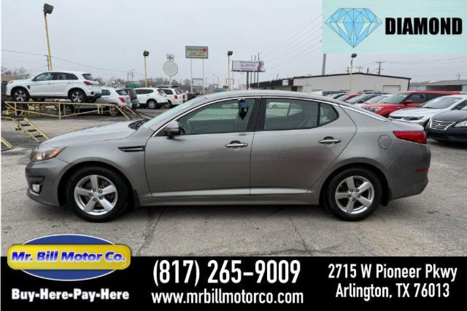 2015 GRAY Kia Optima LX (5XXGM4A71FG) with an 2.4L L4 DOHC 16V engine, 6-Speed Automatic transmission, located at 2715 W Pioneer Pkwy, Arlington, TX, 76013, (817) 265-9009, 32.710262, -97.153236 - Photo#0